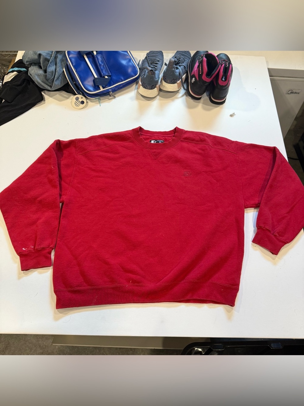 STARTER Men's Bright Red Crewneck Pullover